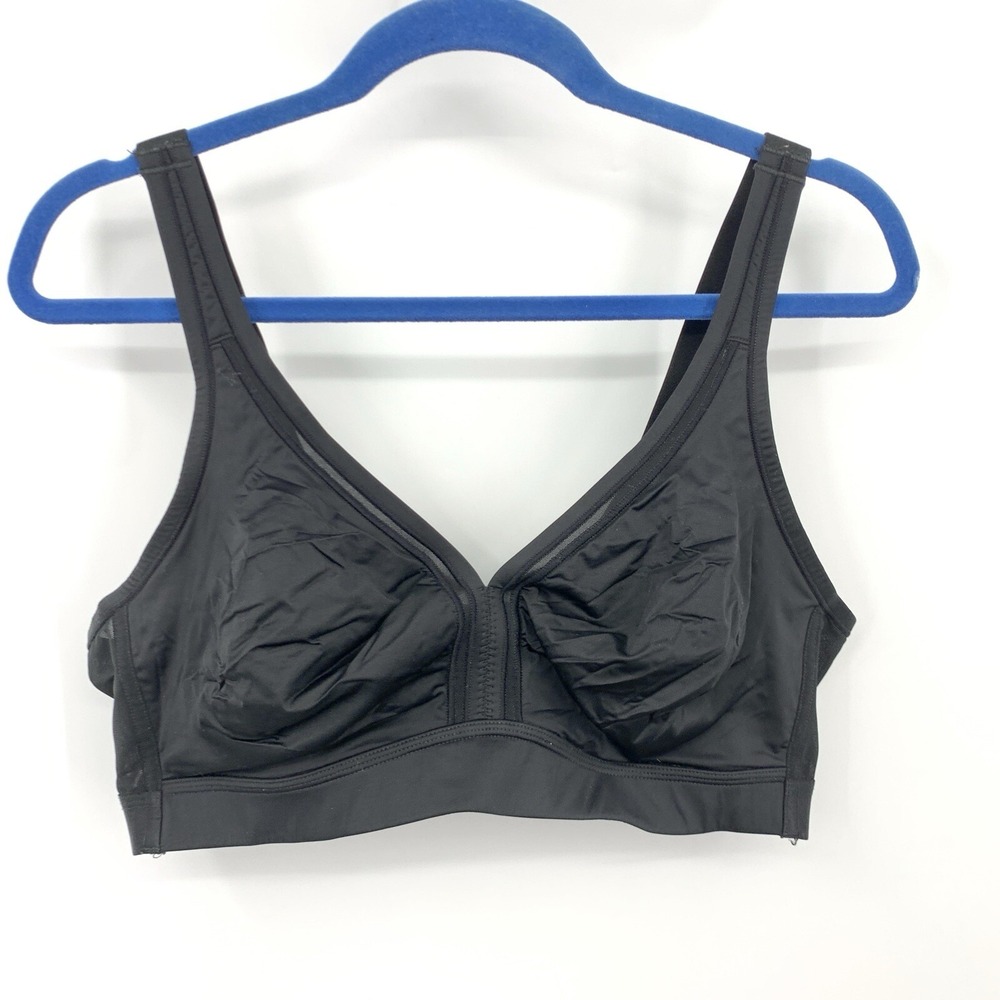 Cacique Women Size 42D Bra Wirefree Black Stretch Comfort T Shirt No Padding